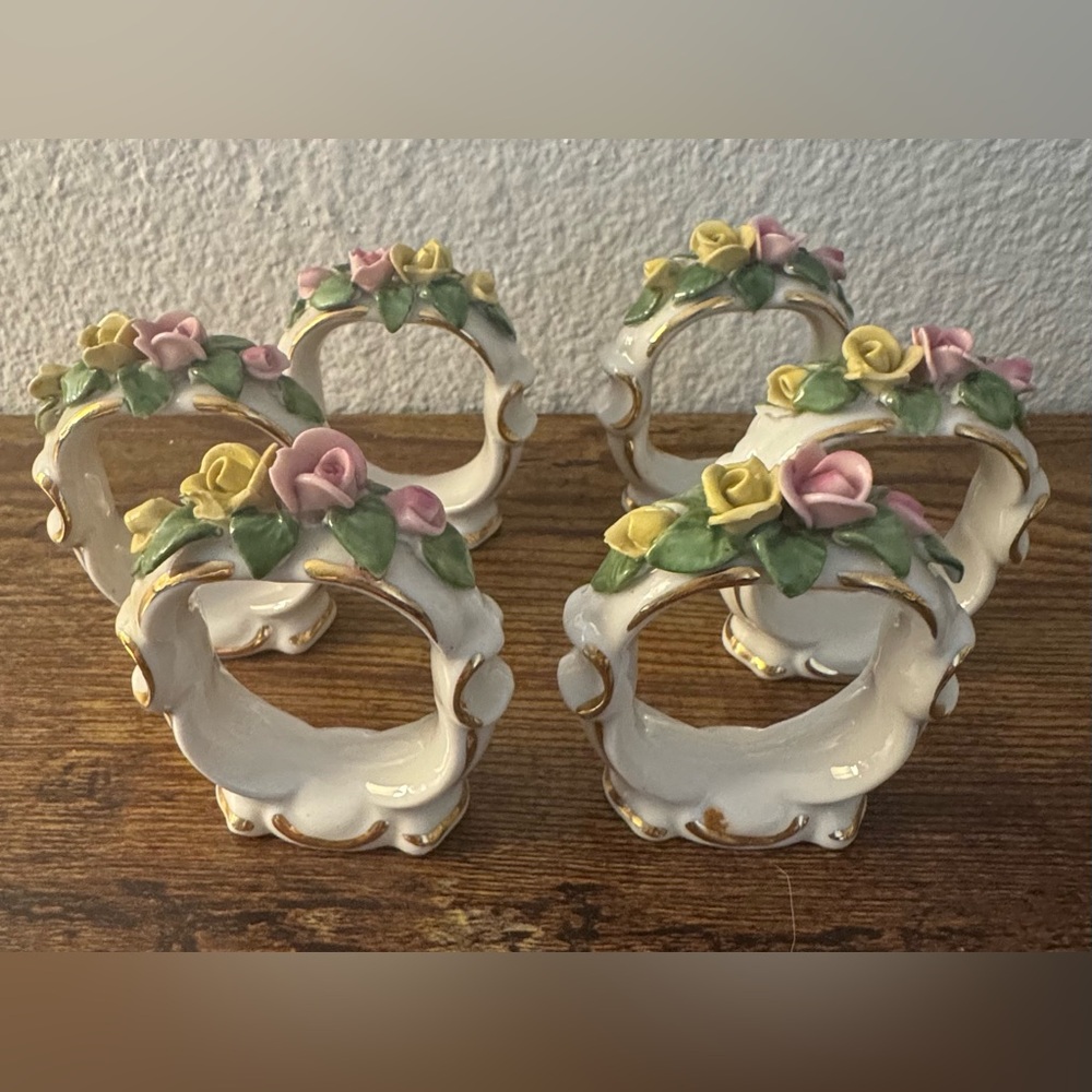 West German Floral Dresden Napkin Rings
Set of Six